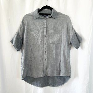 Madewell Navy Oversized Boxy Cotton Courier Shirt in Lilydale Stripe Sz XS